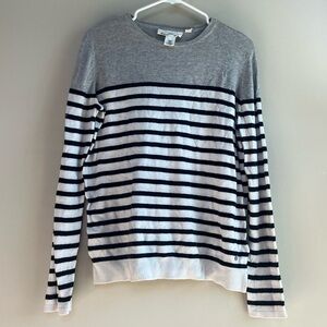 H&M LDGG Light Gray Striped Crewneck Sweater Extra-Small (XS)